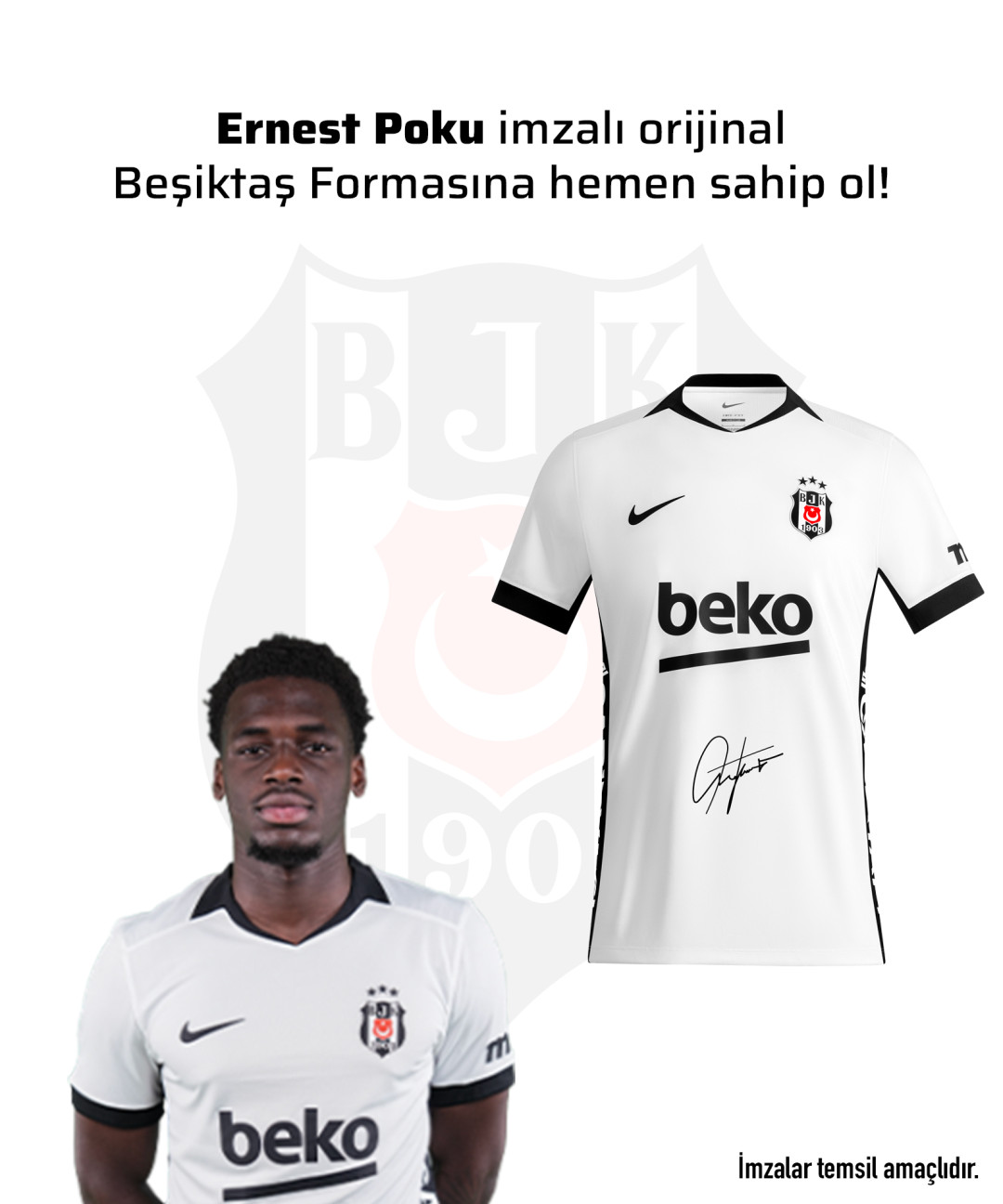 Ernest Poku Islak İmzalı Forması 26-27 Sezon