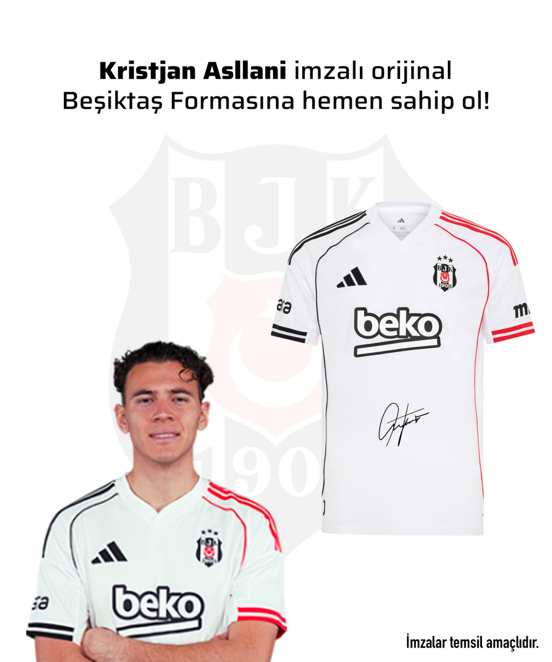 Kristjan Asllani Islak İmzalı Forması 25-26 Sezon