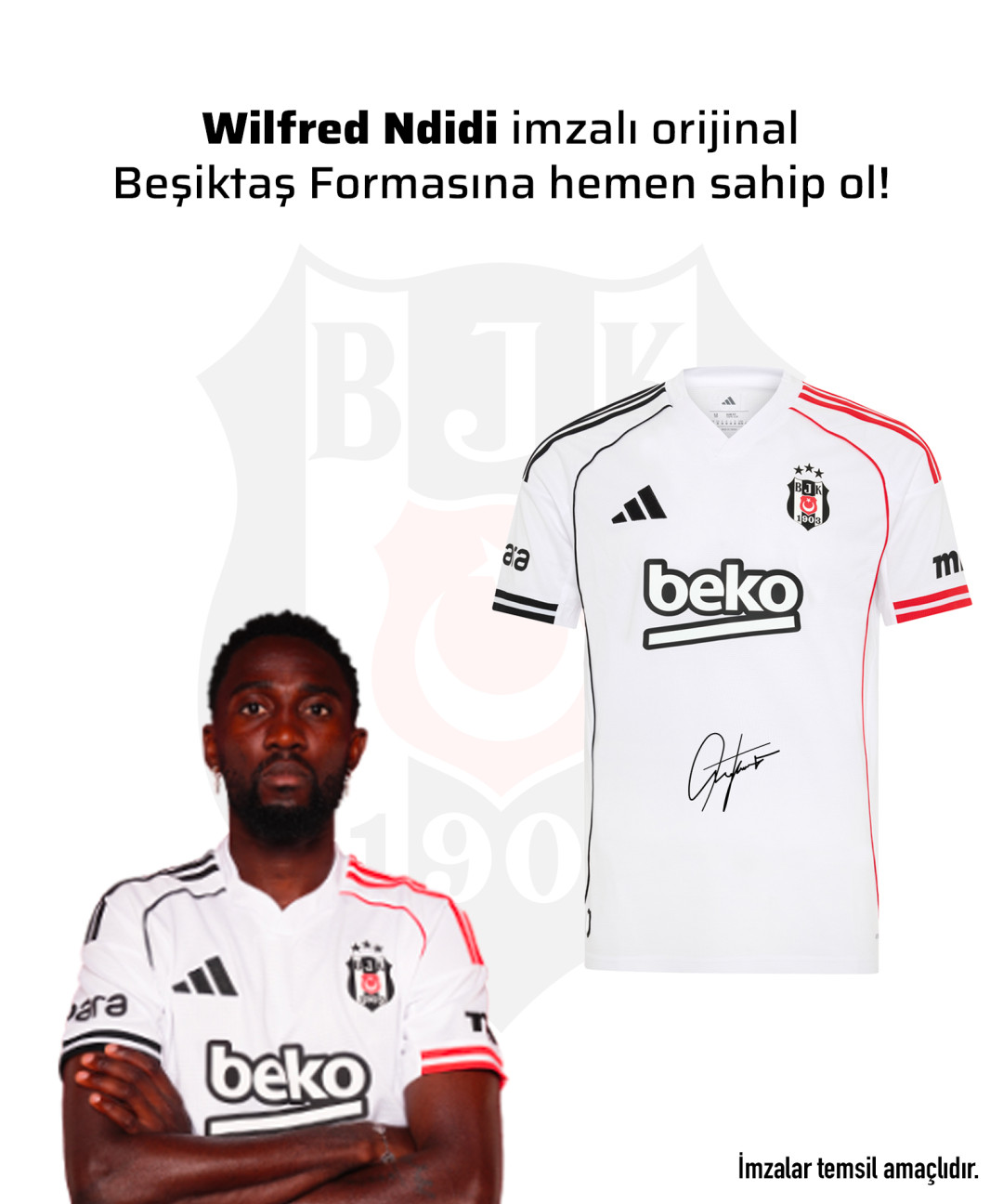 Wilfred Ndidi Islak İmzalı Forması 25-26 Sezon Wilfred Ndidi Islak İmzalı Forması 25-26 Sezon
