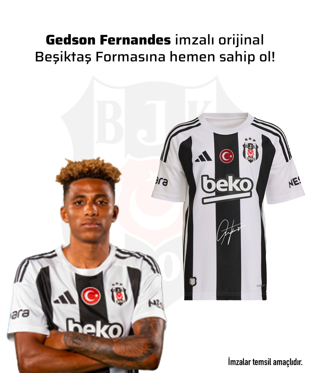 Gedson Fernandes Islak İmzalı Forması