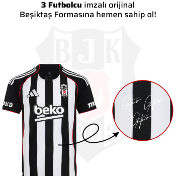 3 Futbolcu İmzalı Beşiktaş Forması 25-26 Sezon