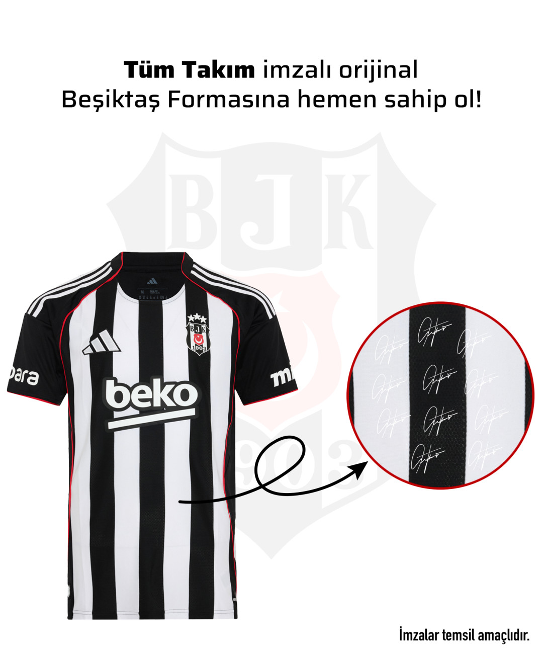 Tüm Takım (11 Futbolcu) İmzalı Beşiktaş Forması 25-26 Sezon Tüm Takım (11 Futbolcu) İmzalı Beşiktaş Forması 25-26 Sezon