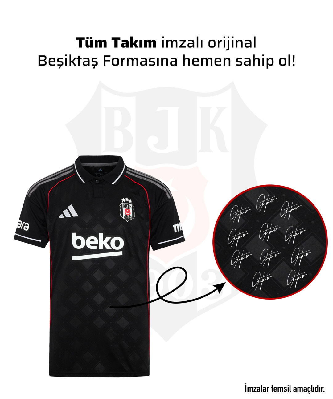Tüm Takım (11 Futbolcu) İmzalı Beşiktaş Forması 25-26 Sezon Tüm Takım (11 Futbolcu) İmzalı Beşiktaş Forması 25-26 Sezon
