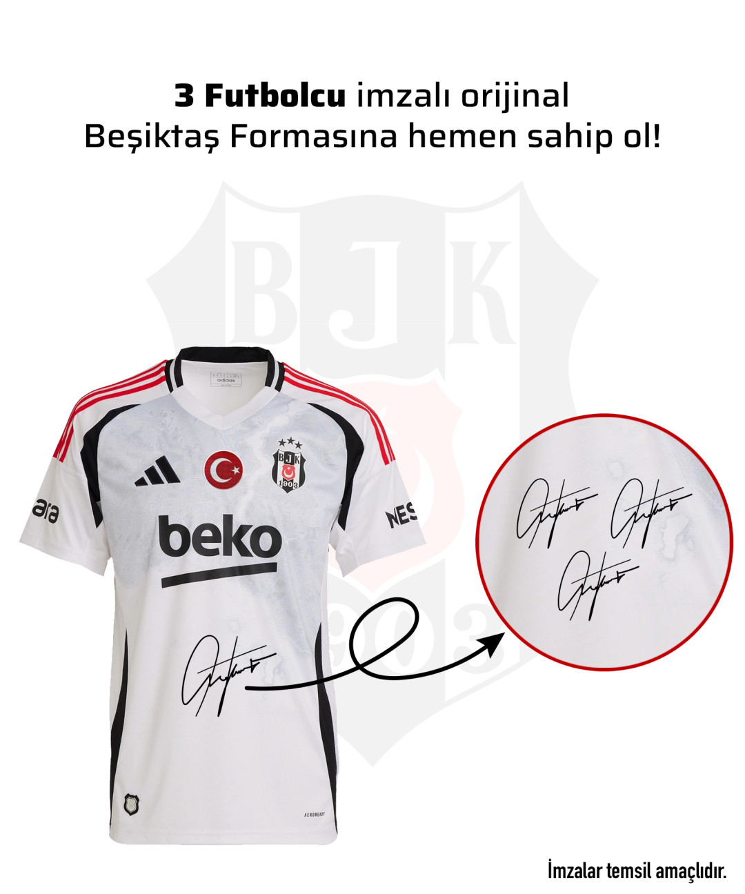 3 Football Players Signed Beşiktaş Jersey